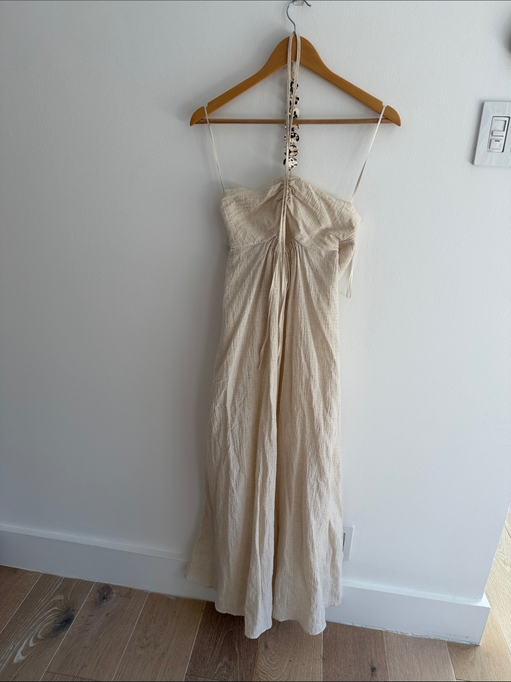 Zara Natural Cream Linen-Blend Sundress